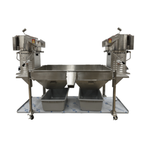 Image of 6 foot sifting table with gas thunder kettle pedestal poppers